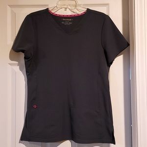 Heartsoul pitter-pat v-neck solid scrub top size medium color pewter
